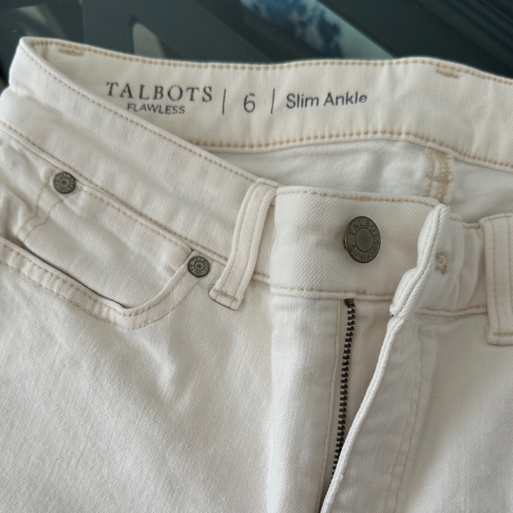 Talbots Cream Slim Ankle Jeans - Picture 2 of 4